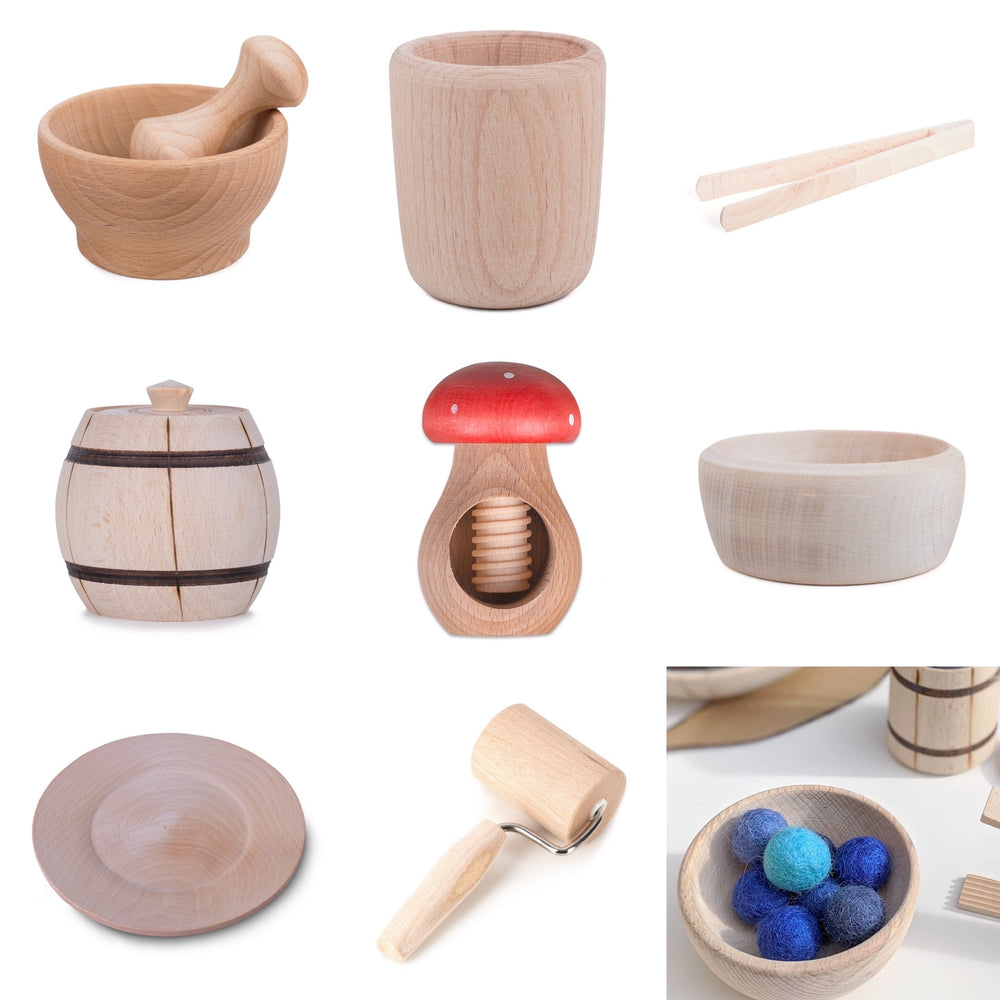 Faulty Wooden Sale Items - Bowl, Cup, Plate, Mushroom, Pestle & Mortar, Tongs, Play Dough Rolling Pin, Barrel