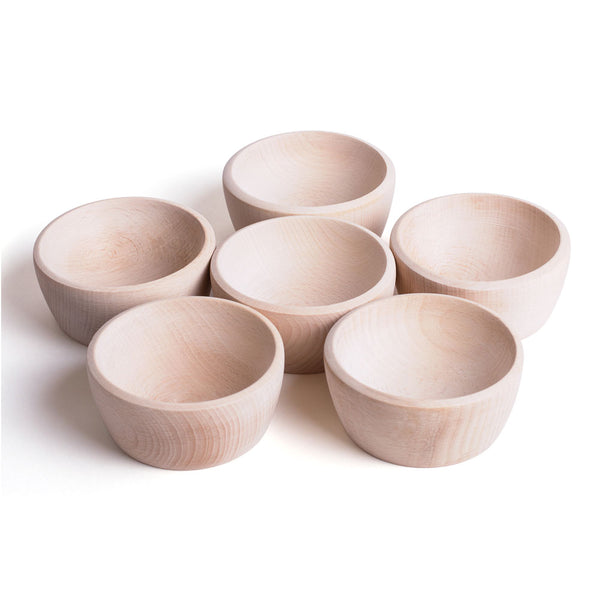 6 Wooden Natural Bowls