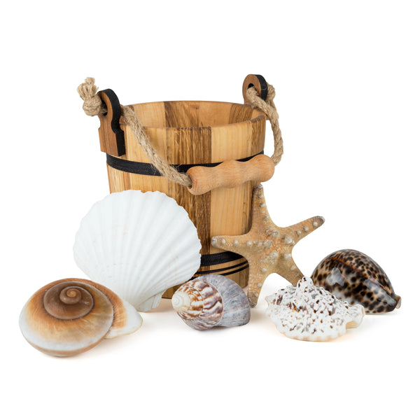 Seashells by the Seashore Wooden Bucket Set