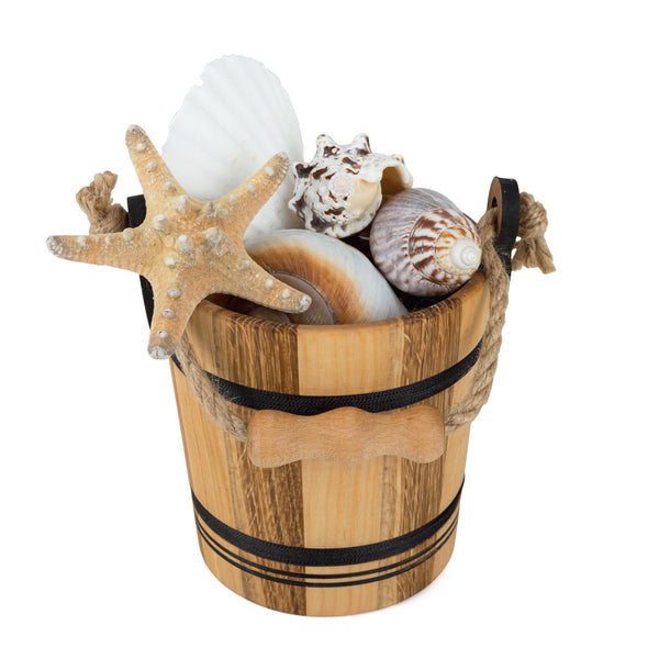 Seashells by the Seashore Wooden Bucket Set