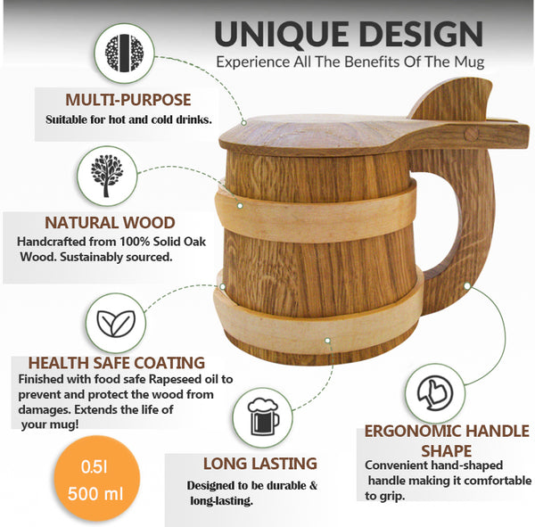 Oak Mug Viking Tankard | 100% OAK