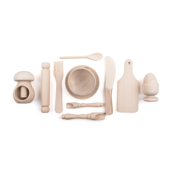 "Lets Bake" Montessori 100% Natural Wooden Kitchen Set